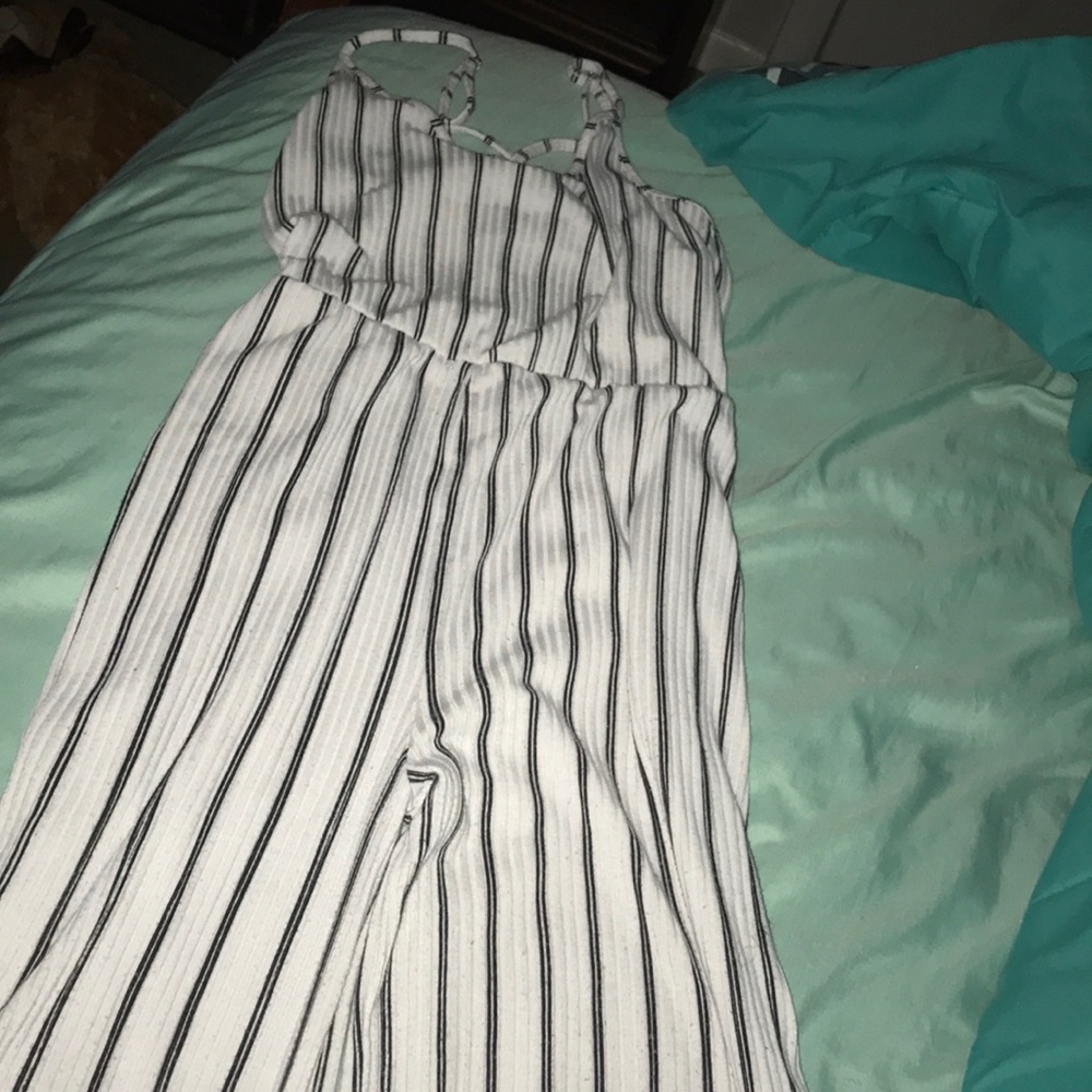 black and white pants romper